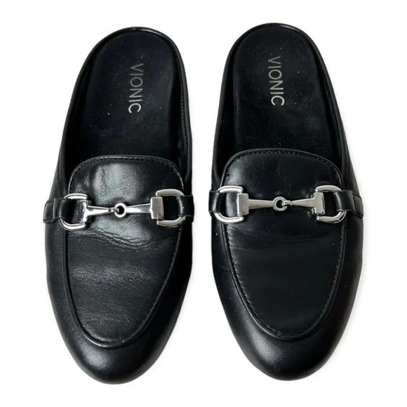 Vionic Snug Adeline Black Leather Loafer  Mule - Picture 1 of 8